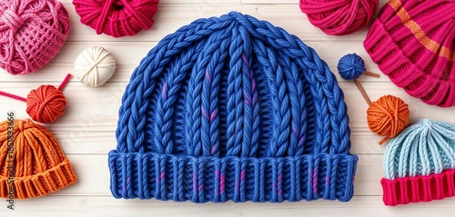 Flat lay beanie hat knitting pattern template, various sizes,  crochet,  clothing