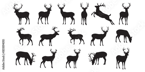 vector silhouettes of deer