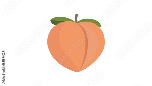 Peach fruit emoji symbol sign icon vector illustration isolated flat funny healthy ripe. 
