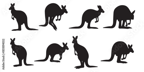 kangaroo silhouettes vector