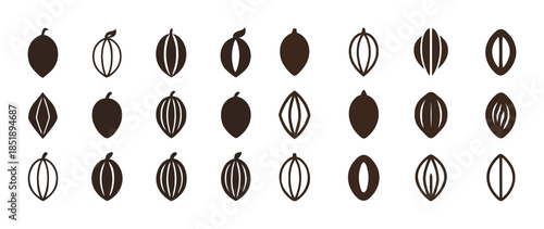 Silhouette and outline walnut designs in a seamless pattern