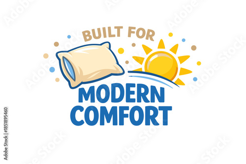Built for modern comfort: pillow and sun logo symbolizing relaxation