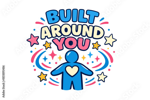 Colorful motivational design with person figure and heart