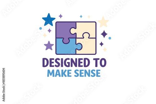 Colorful puzzle pieces with stars and sparkles design with inspiring message