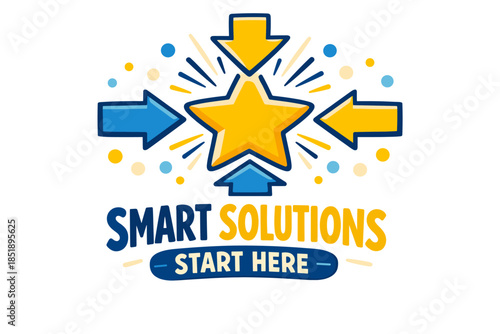 Smart solutions initiative with vibrant arrows and star graphic design