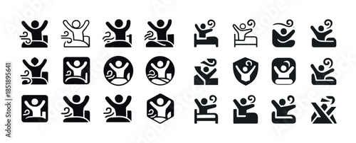 Sleep comfort icons: relaxation, rest, dream, tranquility, calmn