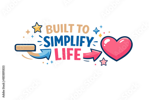 Bold typography and icons expressing simplicity and love