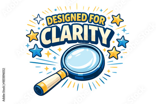 Designed for clarity: magnifying glass with stars