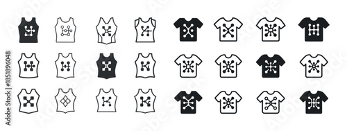 Set of vector icon tank tops and t-shirts with geometric designs