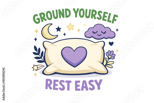 Ground yourself rest easy: soothing pillow with cloud, moon, and stars
