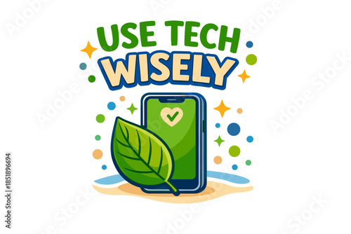 Eco-friendly technology concept with smartphone and leaf symbol