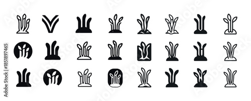 Minimalist plant icon set collection with various designs