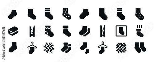 Collection of sock icons featuring various styles and designs