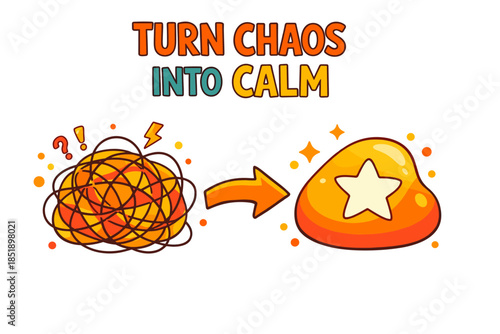 Transform chaos into calm with vibrant symbolic imagery