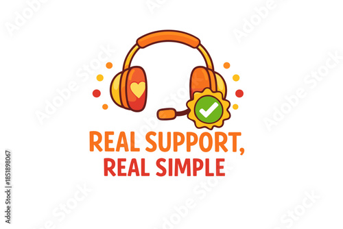 Customer support icon with headset and checkmark symbol for quality service