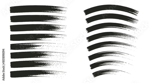 A set of black brush stroke elements arranged in two columns against a white background