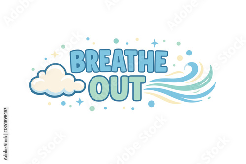 Breathe out: relaxing clouds and soothing swirls in calming pastel blue and green