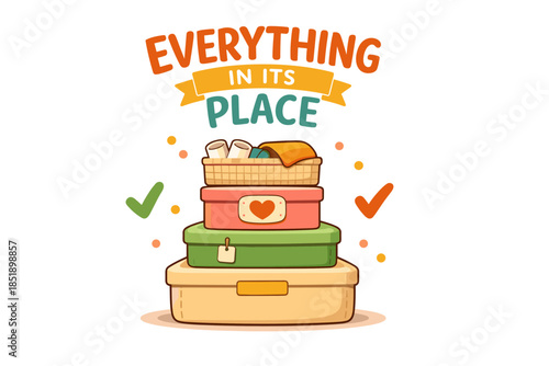 Organized storage with stacked boxes and baskets: everything in its place