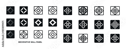 Decorative wall panel designs: geometric black and white pattern