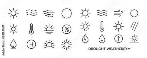 Weather symbols collection: sun, wind, temperature, humidity, pr