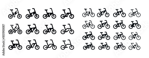 Electric and traditional bike icon set for transportation concep