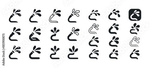 Set of water faucet icons in various styles