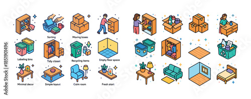 Illustrated guide to home organization and decluttering techniqu