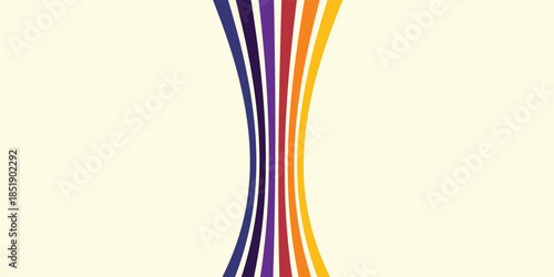 Abstract colorful 70s background vector. Vintage retro wallpaper with rainbow stripes and wavy lines. A 1970 color illustration suitable for posters, banners, decorative items and wall art.