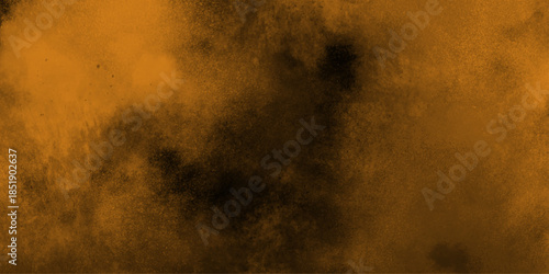 Eerie black background with billowing brown smoke on black background. old style dark brown grunge texture, brush painted . Old and grainy orange paper texture, vector,	