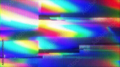 4K RGB glitch distortion animation, digital signal breakup overlay, chromatic noise interference, abstract screen artifact visual effect layer
