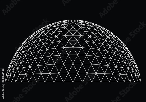 Geometric Polygon Dome Architectural Vector Illustration.