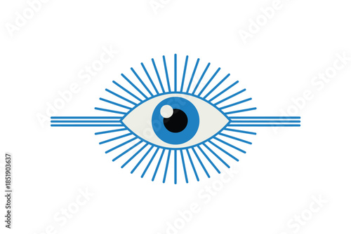 Stylized blue eye symbol with radiating lines, representing vision and awareness