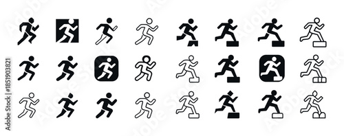 Running and jumping icon set: dynamic athletic symbols for graph