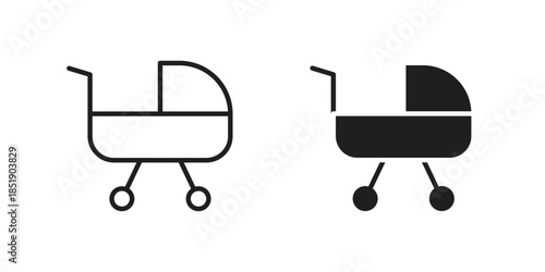 Baby carriage icons for designers, web developers, displays and websites
