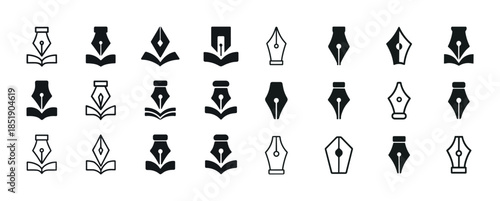 Collection of fountain pen nib icons in various styles