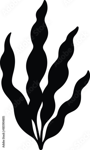 Silhouette flowing kelp underwater ocean plant vector illustration