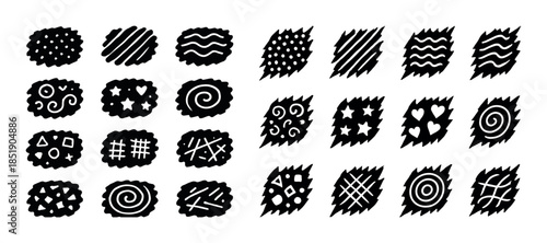 Abstract geometric shapes collection with diverse patterns and t