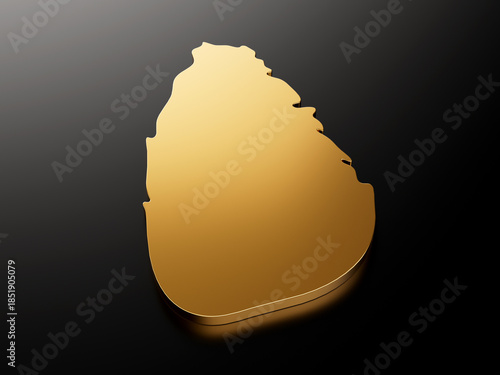 Sri Lanka gold stone map on black background 3d illustration
