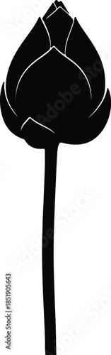 Silhouette simple artichoke bud on stem vector illustration