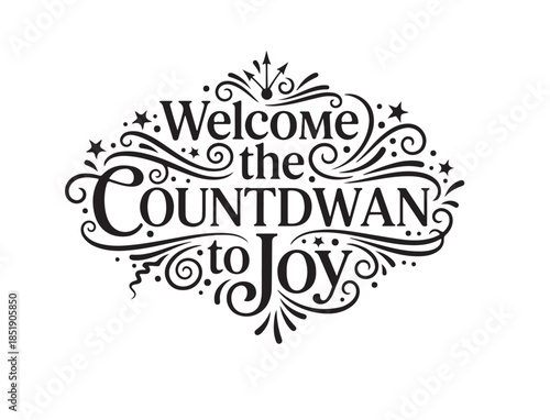 Countdown to Joy art in silhouette pure white background.