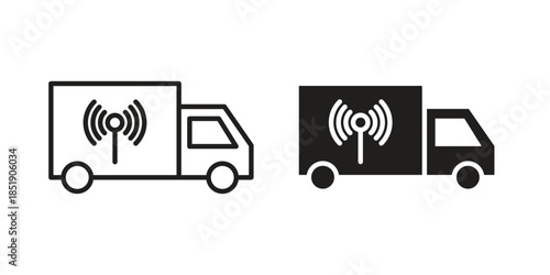 Broadcast van icons for designers, web developers, displays and websites