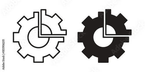 Broken gear icons for designers, web developers, displays and websites