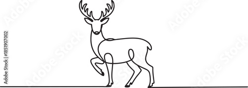 Deer line art icon. Deer continuous line drawing. Deer one line draw graphic vector. Vector illustration Editable stroke. one line Icon drawing