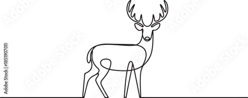 Deer line art icon. Deer continuous line drawing. Deer one line draw graphic vector. Vector illustration Editable stroke. one line Icon drawing