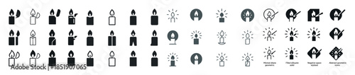Minimalist candle icon set with assorted designs and styles