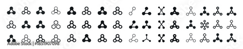 Set of 40 minimalist geometric spinner icons in black and white