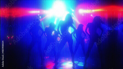 4K Concert crowd silhouette animation, stage light strobe performance overlay, dynamic dance movement visual effect layer for music video and live show graphics