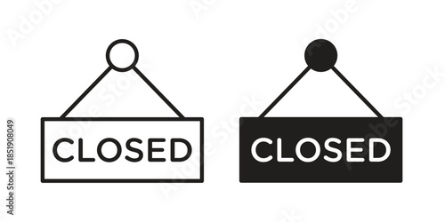 Closed sign icons for designers, web developers, displays and websites