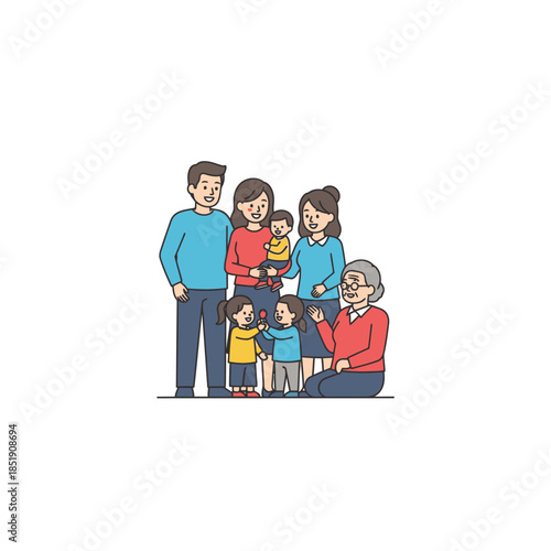 Happy MultiGenerational Family Posing Together.