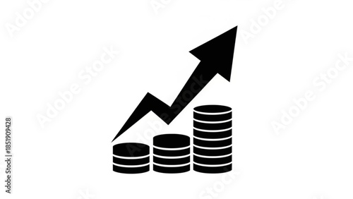 Illustrative graphic depicting financial growth with increasing stacks of coins and an upward trend arrow, symbolizing success, investment returns, and economic prosperity
